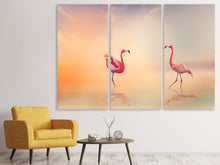 Laden Sie das Bild in den Galerie-Viewer, Leinwandbild 3-teilig Romantische Flamingos