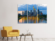 Laden Sie das Bild in den Galerie-Viewer, Leinwandbild 3-teilig Skyline Frankfurt am Main