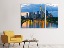 Laden Sie das Bild in den Galerie-Viewer, Leinwandbild 3-teilig Skyline Frankfurt am Main