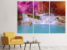 Laden Sie das Bild in den Galerie-Viewer, Leinwandbild 3-teilig Paradiesischer Wasserfall