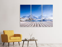 Laden Sie das Bild in den Galerie-Viewer, Leinwandbild 3-teilig Sonnenterrasse am Schweizer Bergsee