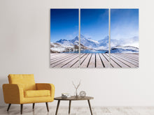 Laden Sie das Bild in den Galerie-Viewer, Leinwandbild 3-teilig Sonnenterrasse am Schweizer Bergsee