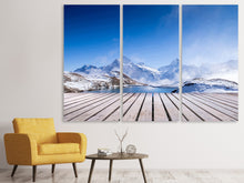 Laden Sie das Bild in den Galerie-Viewer, Leinwandbild 3-teilig Sonnenterrasse am Schweizer Bergsee