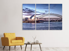 Laden Sie das Bild in den Galerie-Viewer, Leinwandbild 3-teilig Skyline Sydney Opera House