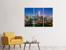 Laden Sie das Bild in den Galerie-Viewer, Leinwandbild 3-teilig Skyline One Night in Bangkok