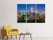 Laden Sie das Bild in den Galerie-Viewer, Leinwandbild 3-teilig Skyline One Night in Bangkok