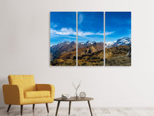 Laden Sie das Bild in den Galerie-Viewer, Leinwandbild 3-teilig Schweizer Alpen im Frühling