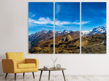Laden Sie das Bild in den Galerie-Viewer, Leinwandbild 3-teilig Schweizer Alpen im Frühling