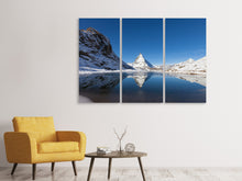Laden Sie das Bild in den Galerie-Viewer, Leinwandbild 3-teilig Der Riffelsee am Matterhorn