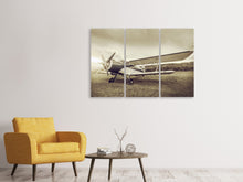Laden Sie das Bild in den Galerie-Viewer, Leinwandbild 3-teilig Nostalgisches Flugzeug im Retrostyle