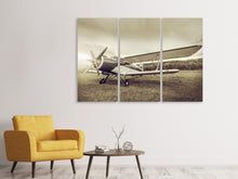 Laden Sie das Bild in den Galerie-Viewer, Leinwandbild 3-teilig Nostalgisches Flugzeug im Retrostyle