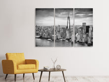 Laden Sie das Bild in den Galerie-Viewer, Leinwandbild 3-teilig Skyline Schwarzweissfotografie New York