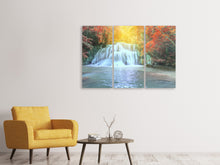 Laden Sie das Bild in den Galerie-Viewer, Leinwandbild 3-teilig Wasserfall im Licht