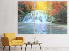 Laden Sie das Bild in den Galerie-Viewer, Leinwandbild 3-teilig Wasserfall im Licht
