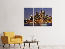 Laden Sie das Bild in den Galerie-Viewer, Leinwandbild 3-teilig Skyline Mit dem Boot vor Sydney