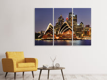 Laden Sie das Bild in den Galerie-Viewer, Leinwandbild 3-teilig Skyline Mit dem Boot vor Sydney
