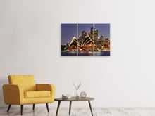 Laden Sie das Bild in den Galerie-Viewer, Leinwandbild 3-teilig Skyline Mit dem Boot vor Sydney