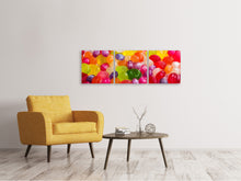 Laden Sie das Bild in den Galerie-Viewer, Panorama Leinwandbild 3-teilig Bunte Bonbons