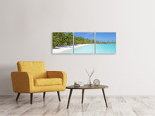 Laden Sie das Bild in den Galerie-Viewer, Panorama Leinwandbild 3-teilig Strand Spaziergang