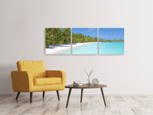 Laden Sie das Bild in den Galerie-Viewer, Panorama Leinwandbild 3-teilig Strand Spaziergang