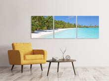 Laden Sie das Bild in den Galerie-Viewer, Panorama Leinwandbild 3-teilig Strand Spaziergang