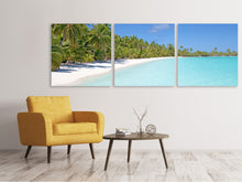 Laden Sie das Bild in den Galerie-Viewer, Panorama Leinwandbild 3-teilig Strand Spaziergang
