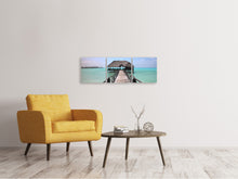 Laden Sie das Bild in den Galerie-Viewer, Panorama Leinwandbild 3-teilig Strand Paradies