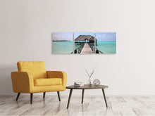 Laden Sie das Bild in den Galerie-Viewer, Panorama Leinwandbild 3-teilig Strand Paradies