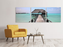 Laden Sie das Bild in den Galerie-Viewer, Panorama Leinwandbild 3-teilig Strand Paradies