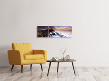 Laden Sie das Bild in den Galerie-Viewer, Panorama Leinwandbild 3-teilig Naturgewalt Wasser
