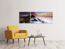 Laden Sie das Bild in den Galerie-Viewer, Panorama Leinwandbild 3-teilig Naturgewalt Wasser