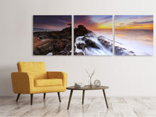 Laden Sie das Bild in den Galerie-Viewer, Panorama Leinwandbild 3-teilig Naturgewalt Wasser