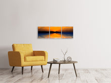 Laden Sie das Bild in den Galerie-Viewer, Panorama Leinwandbild 3-teilig Fantastische Abendstimmung