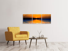 Laden Sie das Bild in den Galerie-Viewer, Panorama Leinwandbild 3-teilig Fantastische Abendstimmung
