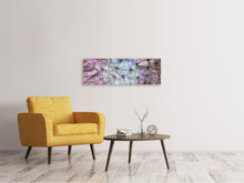 Laden Sie das Bild in den Galerie-Viewer, Panorama Leinwandbild 3-teilig Pusteblume im Lichterspiel
