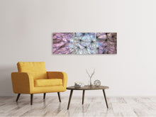 Laden Sie das Bild in den Galerie-Viewer, Panorama Leinwandbild 3-teilig Pusteblume im Lichterspiel