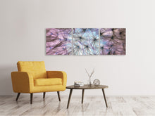 Laden Sie das Bild in den Galerie-Viewer, Panorama Leinwandbild 3-teilig Pusteblume im Lichterspiel
