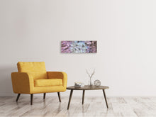 Laden Sie das Bild in den Galerie-Viewer, Panorama Leinwandbild 3-teilig Pusteblume im Lichterspiel