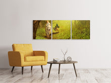 Laden Sie das Bild in den Galerie-Viewer, Panorama Leinwandbild 3-teilig Wald Ausflug