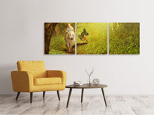 Laden Sie das Bild in den Galerie-Viewer, Panorama Leinwandbild 3-teilig Wald Ausflug