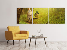 Laden Sie das Bild in den Galerie-Viewer, Panorama Leinwandbild 3-teilig Wald Ausflug