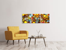 Laden Sie das Bild in den Galerie-Viewer, Panorama Leinwandbild 3-teilig Glaskugeln