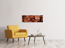 Laden Sie das Bild in den Galerie-Viewer, Panorama Leinwandbild 3-teilig Riesen Kaffeebohnen