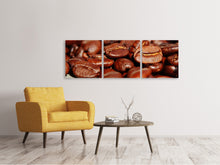 Laden Sie das Bild in den Galerie-Viewer, Panorama Leinwandbild 3-teilig Riesen Kaffeebohnen