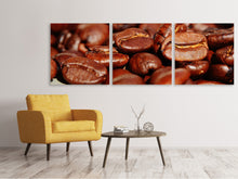 Laden Sie das Bild in den Galerie-Viewer, Panorama Leinwandbild 3-teilig Riesen Kaffeebohnen