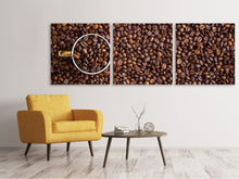 Laden Sie das Bild in den Galerie-Viewer, Panorama Leinwandbild 3-teilig Alles Kaffeebohnen