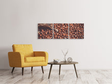 Laden Sie das Bild in den Galerie-Viewer, Panorama Leinwandbild 3-teilig Viele Kaffeebohnen