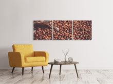 Laden Sie das Bild in den Galerie-Viewer, Panorama Leinwandbild 3-teilig Viele Kaffeebohnen