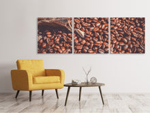 Laden Sie das Bild in den Galerie-Viewer, Panorama Leinwandbild 3-teilig Viele Kaffeebohnen