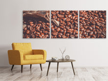 Laden Sie das Bild in den Galerie-Viewer, Panorama Leinwandbild 3-teilig Viele Kaffeebohnen